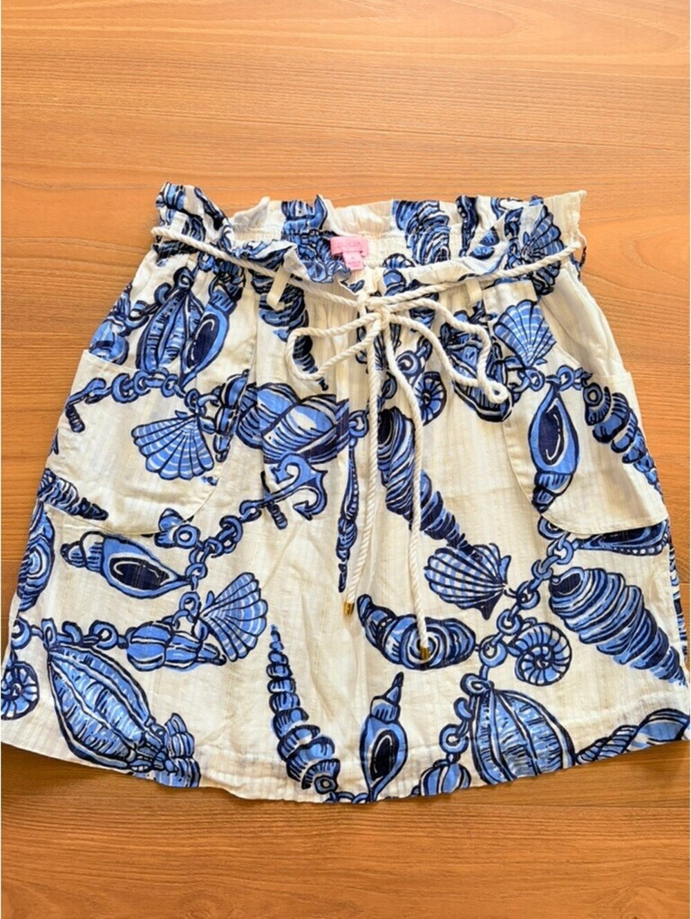 Lilly Pulitzer Fallin In Love Paper Bag Skirt Coastal Core Shell Print